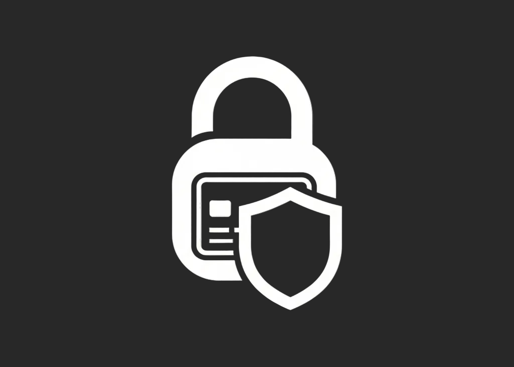 generate a white color secure payment icon logo in gray brackground 